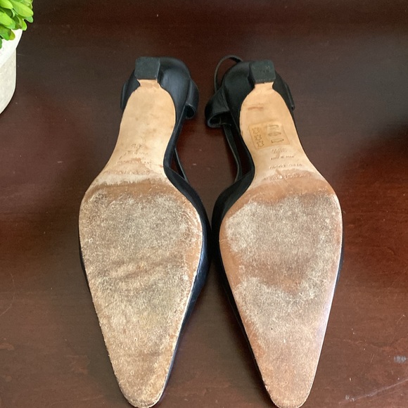 SERGIO ROSSI VINTAGE BLACK AUTHENTIC ITALIAN LEATHER SLINGBACK PUMPS SIZE 39.5 - Picture 11 of 13